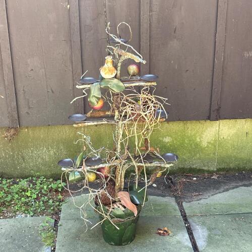 Decorative Faux Tree Tealight Candle Holder with Bird