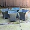 Four Square Metal Planters with Patina Finish