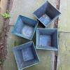 Four Square Metal Planters with Patina Finish - 2