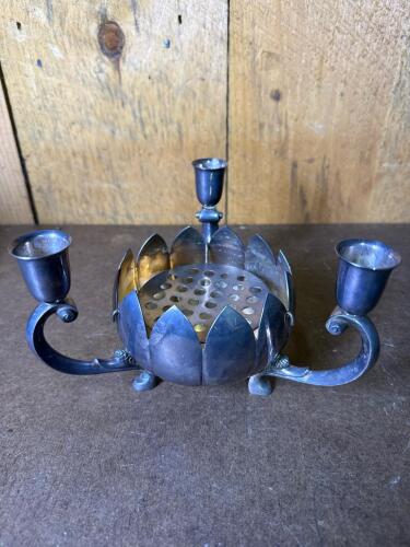 Reed & Barton 363 Silverplate Flower Frog Candelabra