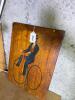 Folk Art Painted Wood Panel With Man on Bicycle - 8