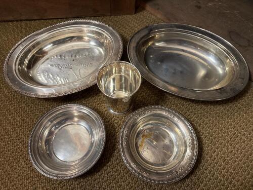 Sterling Silver and Silverplate Serving Bowls and Cup Assortment