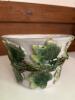 Pair of Majolica-Style Leaf Motif Ceramic Planters - 4