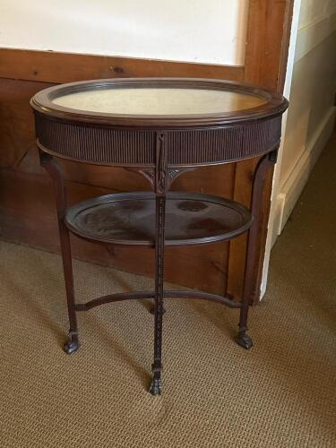 Antique-Style Glass Top Mahogany Vitrine Table