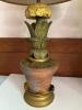 Pair of Floral Table Lamps with Striped Shades - 2