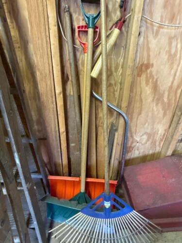 Assorted Garden Tools and Snow Shovels