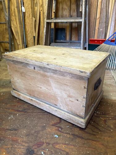 Pine Storage Chest With Divided Interior and Iron Handles