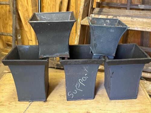 Five Black Metal Tapered Square Planters