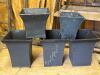 Five Black Metal Tapered Square Planters