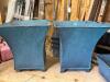 Set of Rectangular and Flared Patinated Metal Planters - 2