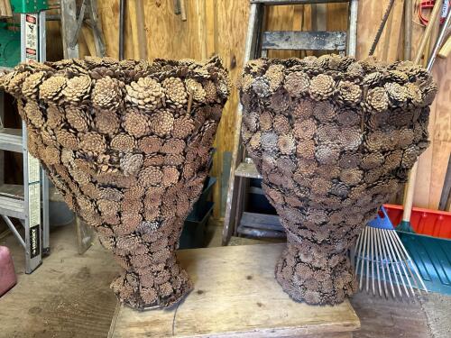 Pair of Large Pinecone Decorative Jardini&egrave;res