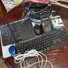 Mixed Computer Keyboards, Mice, Calculator, and Cables