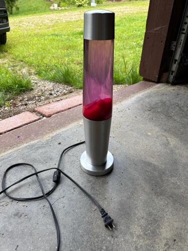 Silver Base Lava Lamp with Red Wax