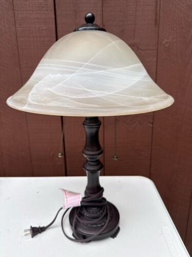 Transitional Style Glass Shade Table Lamp
