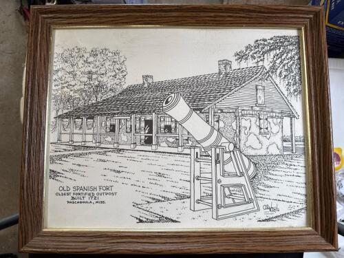16" x 13" Old Spanish Fort, Pascagoula, Miss. Wall Art