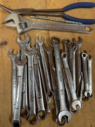 Assorted Craftsman Wrenches, Adjustable Wrench, and Pliers