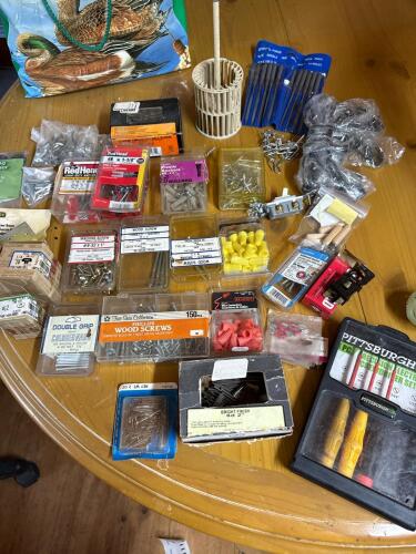 Assorted Fasteners, Anchors, Connectors, and Hand Tools