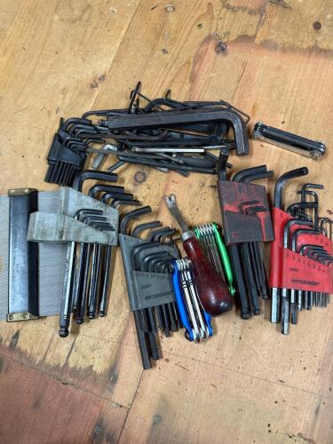 Assorted Hex Key Sets, Folding Wrenches, and Contour Gauge