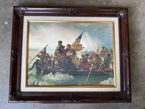 21.5"x17.5" Framed Washington Crossing the Delaware-Style Wall Art