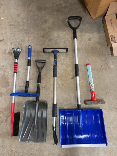 Snow Shovels, Scrapers, and Ice Tools Assortment