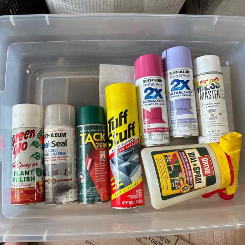 Assorted Household Spray Cleaners and Paints