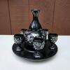 Black Lacquer With Inlay Decanter Set