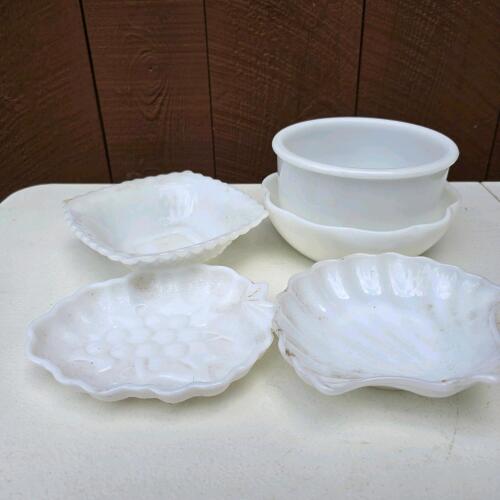 Milk Glass Dishes and Bowls Assortment