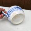 Blue and White Ceramic Pitcher With Gilt Rim, Windmill Motif - 3