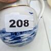 Blue and White Ceramic Pitcher With Gilt Rim, Windmill Motif - 6