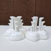Pair of White Ceramic Art Deco-Style Flower Frogs