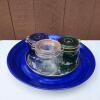Assorted Glass Canisters With Cobalt Blue Enamel Tray