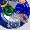 Assorted Glass Canisters With Cobalt Blue Enamel Tray - 3