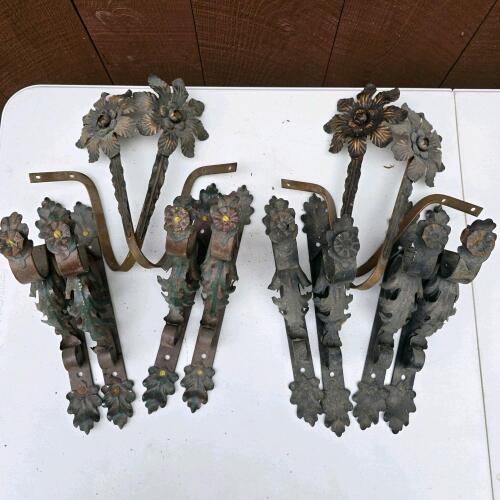 Wrought Iron Floral-Style Decorative Wall Brackets