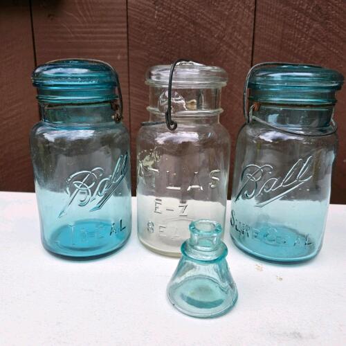Ball Ideal and Sure Seal Jars, Atlas E-Z Seal Jar, Diamond Ink Bottle