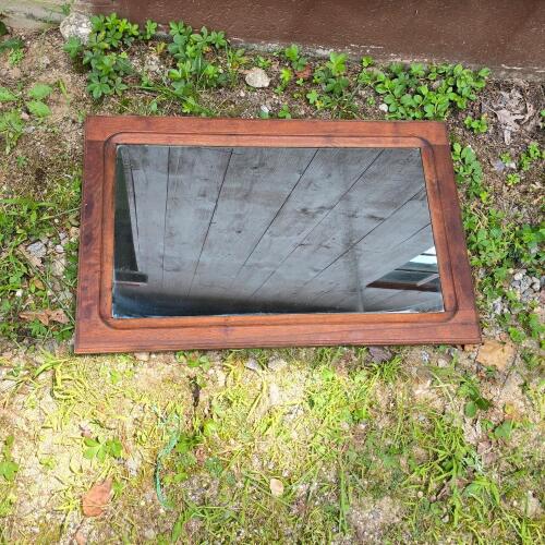 Rectangular Wall Mirror With Wooden Frame