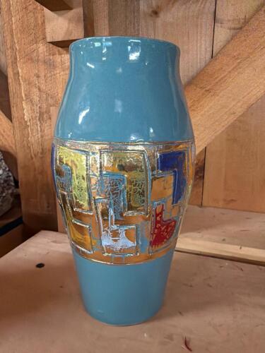 Italian Modernist Ceramic Vase with Color Block Motif