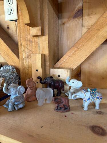 Porcelain, Frosted Glass, and Ceramic Elephant Figurines