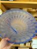 Large Frosted Blue Art Glass Pedestal Bowl - 3