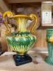 Majolica-Style Pottery Vase and Double Handled Urn - 5