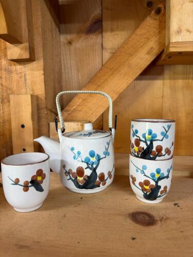 Ceramic teapot and Cups Set With Cherry Blossom Motif