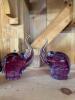 Pair of Purple Art Glass Elephant Figurines