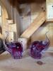 Pair of Purple Art Glass Elephant Figurines - 4