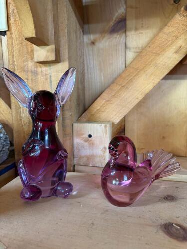 Murano-Style Glass Rabbit and Swan Figurines