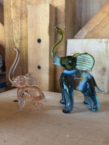Glass Elephant Figurines, Midcentury-Style