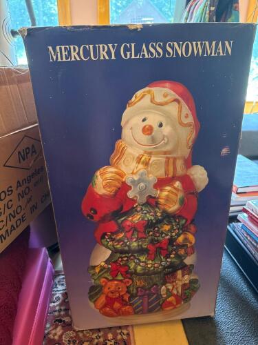 Mercury Glass Snowman Holiday Figure 22.5"