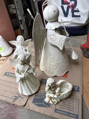 Porcelain and Metal Angel Figurines