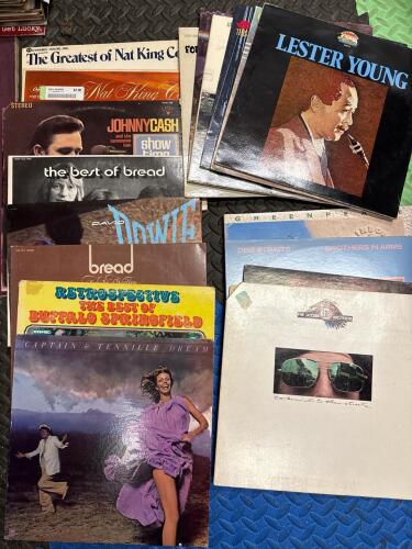 Assorted Vintage Vinyl Records Including Dire Straits, Journey, David Bowie