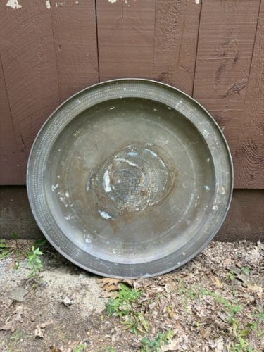 Large Brass Tray with Decorative Etching