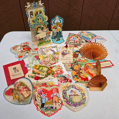 Antique Victorian-Style Die-Cut and Honeycomb Valentines