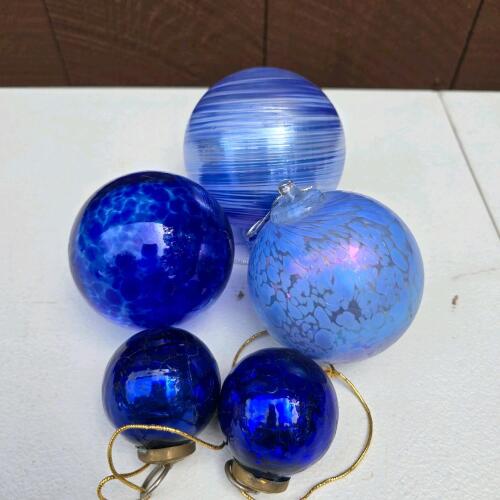 Blue Glass Christmas Ornaments Assortment